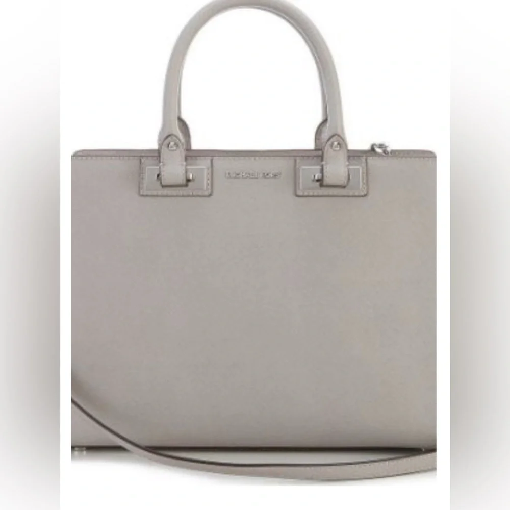 Michael Kors Grey Saffiano Satchel with Silver Hardware